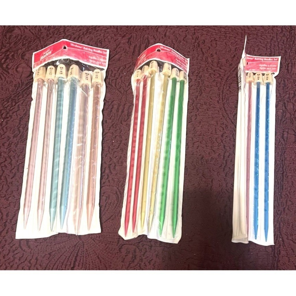 Vintage Susan Bates Silvalume Knitting Needle Sets 11191 11192 11193 Lot of 3